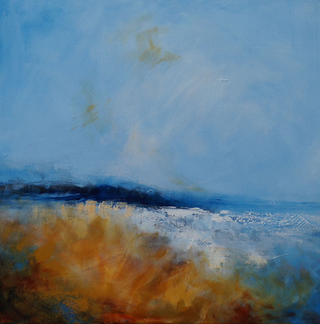 seascape- sea-blue-purple-Summer-yellow-red-South-downs-moors-Alison-Tyldesley-original-framed-atmosheric-landscapes-impressionism
