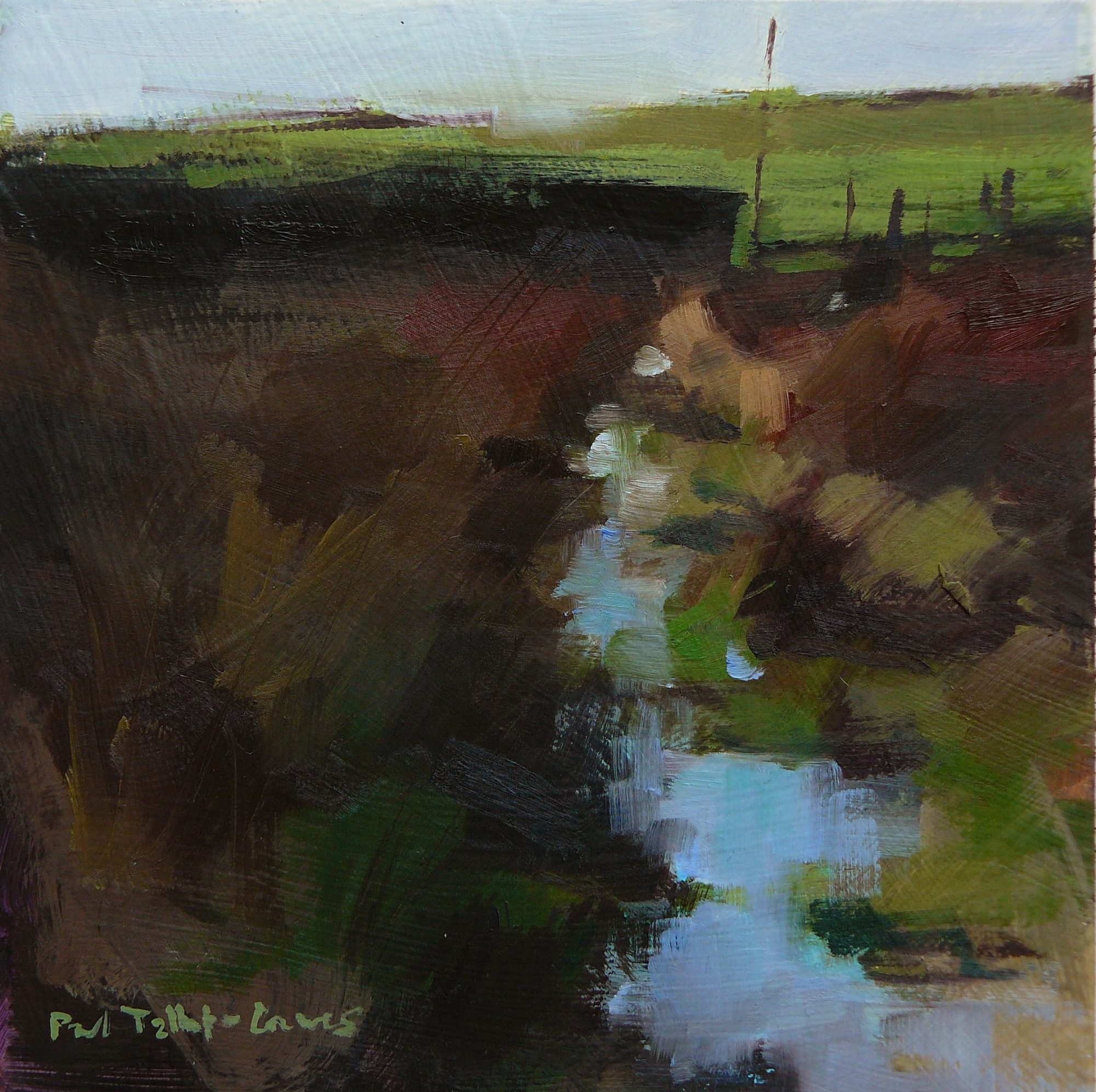 Paul-Tlabot-Greaves-Oil-painting-Calder-Valley-Hebden-Bridge-Pennines-river-moors
