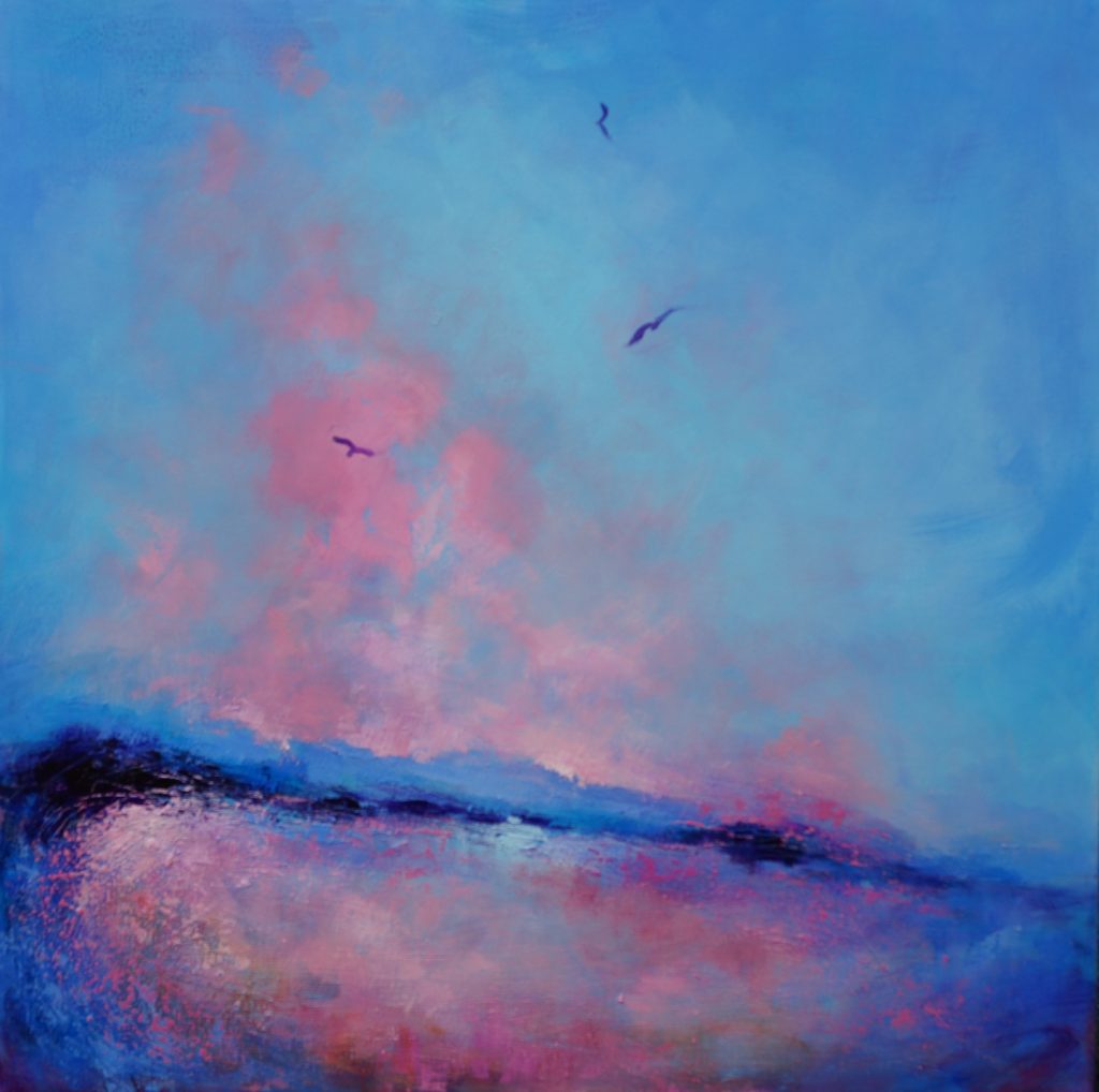 3 Pink and Turquoise Seas 76 x 76cm